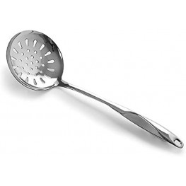 Skimmer Slotted Spoon,Stainless Steel Large Slotted Spoon With Hanging Hole & Comfortable Grip Handle  Durable Food Grade Strainer Spoon For Cooking Draining & Frying 14.5 inch