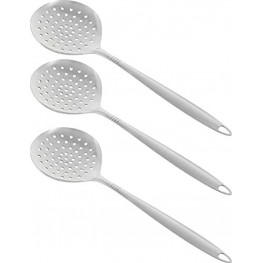Stainless Steel Cooking Skimmer Pack of 3 Metal Slotted Spoon Strainer for Kitchen with Handle