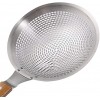 Super Leader Skimming spoon,304 stainless steel colander，Round Stainless Steel Skimmer With wooden handle for Everyday Frying Steaming and Scooping