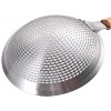 Super Leader Skimming spoon,304 stainless steel colander，Round Stainless Steel Skimmer With wooden handle for Everyday Frying Steaming and Scooping