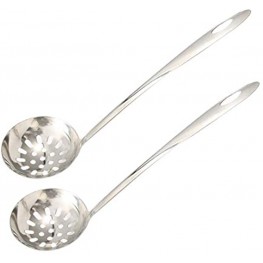 uxcell 10 Inch Kitchen Utensil Stainless Steel Mesh Strainer Slotted Ladle Spider Skimmer Colander Fry Cooking Spoon Dumpling Silver Tone 2pcs