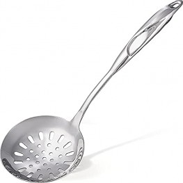 Zulay Kitchen Skimmer Spoon Stainless Steel Slotted Spoon With Extra Large Bowl Built-In Hang Hole & Comfortable Grip Handle Durable Food Grade Strainer Spoon For Draining & Frying 14.5 inch