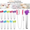 12 Pieces Hand Shape Silicone Tongs 5 Inch Mini Kitchen Tongs Small Serving Tongs for Food Sugar Ice Salad Buffet 5 Cute Styles