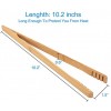 2 Pieces Bamboo Toast Tongs 10.2 Inches Long Wood Toaster Tongs with Anti-slip Design Tongs for Cooking with Cooking Oil Coating Eco-friendly