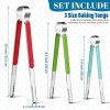3 Pieces BBQ Tongs Stainless Steel Grill Tongs Barbecue Tongs Kitchen Tongs with Plastic Handle Blue Red Green Grilling Tong Serving Tongs Cooking Tongs for Barbecue