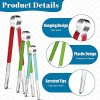 3 Pieces BBQ Tongs Stainless Steel Grill Tongs Barbecue Tongs Kitchen Tongs with Plastic Handle Blue Red Green Grilling Tong Serving Tongs Cooking Tongs for Barbecue