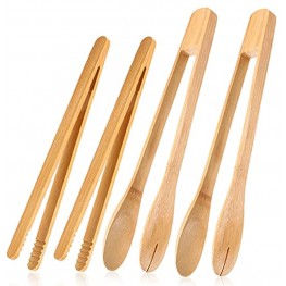 4 Pieces Reusable Wood Tongs Wooden Toaster Tongs Reusable Toast Bread Tongs Natural Wood Bread Tongs Wooden Kitchen Tongs Utensils for Cheese Fruits Salad Bread 7 Inch or 11.8 Inch
