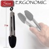 5 Pack Silicone Kitchen Cooking Tongs Set 7-Inch Mini Tongs Heavy Duty Black Stainless Steel Silicone Small Kitchen Tongs with Non-Stick Silicone Tips for Food,Serving,BBQ,Salad,Grilling and More