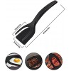 Anvirtue Fried Egg Double Spatula Non-stick Food Clip 2-In-1Silicone Egg Turner Pancake Bread Clamp Barbecue Shovel Tongs for Food Grip and Flip Black