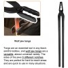Blacksmith Tools Tongs Set Includes Flat Tongs Square Jaw Tongs Bolt Tongs Blade Tongs And Wolf Jaw tongs For Forging Making Knife Tongs Hammers