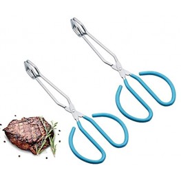 Food Tongs Feeyei Heavy Duty Stainless Steel Kitchen Tongs for Cooking Barbecue Serving Scissors Tongs 10 Inches 2 packs Blue