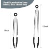 Kitchen Cooking Tongs Stainless Steel Silicone Tong BBQ and Kitchen Tongs with Non-Slip Grip for Cooking Grilling 9 Inch and 12 Inch 2 Pack Black