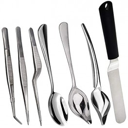 Rivoean Culinary Specialty Tools,Professional Chef Plating Kit 7 Piece Stainless Steel