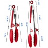 SUBTRACTION Kitchen Tongs Stainless Steel Kitchen Tongs for Cooking with Silicone Tips Cooking Tongs for Grill BBQ Air Fryer Self Locking BPA-FREE Silicone Tongs Set of 2-9 Inch & 12 Inch Red