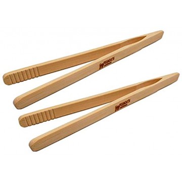 Weber's Wonders Set Of 2 Reusable Bamboo Toast Tongs Wooden Toaster Tongs For Cooking & Holding 8 Inch Long Ideal Kitchen Utensil For Cheese Bacon Muffin Fruits Bread Ultra Grip Eco-friendly