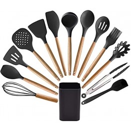 14 Pcs Silicone Cooking Utensils Kitchen Utensil Set Heat Resistant,Turner Tongs,Spatula,Spoon,Brush,Whisk. Kitchen Utensils Set with Holder Kitchen Gadgets Tools Set for Nonstick Cookware