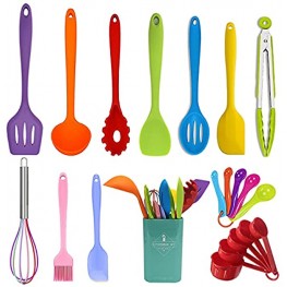 21 Piece Silicone Cooking Utensils Set,Heat Resistant,With Stainless Steel Core,Non Stick and Comfortable Grip for Cooking Baking and Mixing,Measuring Spoon Cup Set,bpa Free,Dishwasher Safe