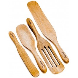 Acacia Spurtles by LARDERY – Premium 4-Piece Gift Set – The ultimate kitchen tools to smash whisk combine sift fold spread serve and more.