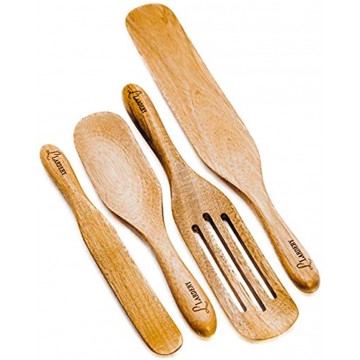 Acacia Spurtles by LARDERY – Premium 4-Piece Gift Set – The ultimate kitchen tools to smash whisk combine sift fold spread serve and more.