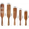As Seen on TV，5PCS Wooden Spurtles Set Non-Stick Natural teak Wood Spatula Kitchen Utensils Tools with Hanging Hole Slotted Stirring Spatula Wooden Spoons for Non Stick Cookware and Pan