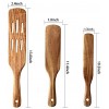 As Seen on TV，Wooden Spurtles Set of 3 Non-Stick Utensils Tools Durable Natural Teak Slotted Stirring Spatula Kitchen Cookware for Serving and Cooking