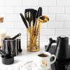 Black & Gold Kitchen Utensils with Metal Gold Utensil Holder -17PC Gold Cooking Utensils Set Includes Black & Gold Measuring Cups and Spoons Set-Gold Kitchen Accessories Silicone Cooking Utensils Set