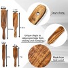 Gennua Kitchen Wooden Spurtle Set: 4 Natural Teak Spurtles for Stirring Mixing Scooping Scraping & More Wood Kitchen Utensils Set with Slotted Medium Mini & Slim Spoon-Spatula Spurtles