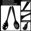Kitchen Cooking Utensils Set of 7 P&P CHEF Heat-resistant Cooking Utensil Kitchen Spatula for Nonstick Cookware Cooking Serving Slotted Turner Soup Ladle Spatula Pasta Server Spoon Black