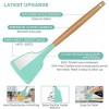 Kitchen Gadgets Wooden Silicone Kitchen Cooking Utensils Set with Holder for Countertop Turner Tongs Spatula Spoon Utensil Sets for Nonstick Cookware Kit Drying Non Toxic