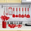 LIANYU 27 PCS Kitchen Utensils Set with Holder Silicone Cooking Utensils Spatula Set with Stainless Steel Handle Kitchen Cooking Gadgets Tools for Nonstick Cookware Set Heat Resistant Red