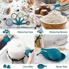 LIANYU 38 Pcs Kitchen Cooking Utensils Set with Holder Heat Resistant Silicone Kitchen Utensil Spatula Set Kitchen Gadgets Tools Set for nonstick Cookware Set Wooden Handle Blue