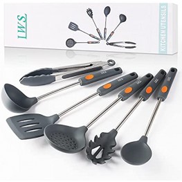 LWS Silicone Cooking Kitchen Utensils Set Kitchen Gadgets Cookware Set,Kitchen Tool Set for Nonstick Heat,BPA-Free Silicone Stainless Steel Handle Silicone Cooking Utensil Set Easy To Clean 6 Pcs