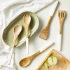 Mango Wood Kitchen Utensils Set 12 Inch Wooden Cooking Tools with White Handles 5 Pieces