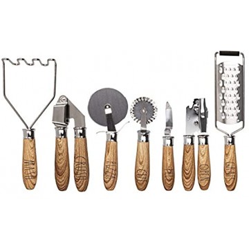 Rae Dunn Everyday Collection 7 Piece Wooden and Stainless Steel Kitchen Gadget Set Kitchen Tools with Wooden Handles