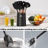 Silicone Cooking Utensils Kitchen Utensil Set Fungun 16 pcs Kitchen Gadgets Tools Set with Holder-Copper Stainless Steel Handles 446°F Heat Resistant Spatula Set for Non-Stick CookwareBlack