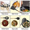 Silicone Kitchen Utensils Set with Holder SZBOB Heat Resistant Cooking Utensils Set for Nonstick Cookware,Wooden Handle Soup Spoon Kitchen Utensil Set Spatulas Tongs Whisk Slotted Mixing Spoons