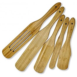 Spurtles kitchen tools Wooden Kitchen Slotted Spurtle Cooking Set-Natural Kitchen Utensil Set which is Heat Resistant Non-Stick Wood Cookware with Hanging Hole Mixing,Serving and Easy to Wash5-Pcs