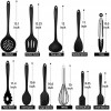 TeamFar Kitchen Cooking Utensils 11 PCS Black Silicone Cooking Utensils Spatula Set Heat Resistant For Nonstick Cookware Perfect for Cooking Baking Mixing Healthy & Non Scratch Dishwasher Safe