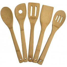 Totally Bamboo 5-Piece Cooking Utensil Set Solid Bamboo cooking tools each 12" Long