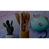 Wooden Bamboo Cooking Utensils Set 8pcs Wood Kitchen Utensil Set with Holder Wooden Spoons for Cooking & Spatulas for Nonstick Cookware Easy to Clean Great Gift