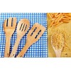 Wooden Kitchen Utensils Set 7 Piece Bamboo Cooking Tools and Holder Cooking Spoons and Spatulas colored handles Kitchen Tools Wood Tool Utensil Sets for Nonstick Pan and Cookware