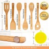 Wooden Spatula Bamboo Utensil Set 6 Pieces Wooden Cooking Spoon Kitchen Cooking Tools for Nonstick Pots and Pans Cookware Turner Spatula Mixing Forked and Slotted Spoon