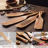 Wooden Spurtles Set JAEZZIY 4 Pcs Cooking Utensils Natural Teak Kitchen Utensil Set Heat Resistant Non Stick Wood Cookware with Hanging Hole Slotted Spurtle Spatula Set for Stirring Mixing Serving