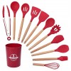ZEF Silicone Cookware Utensils Set 12Pcs with Holder-Kitchen Utensil Gadgets Tools Set for Nonstick Cookware Dishwasher Safe BPA Free Red
