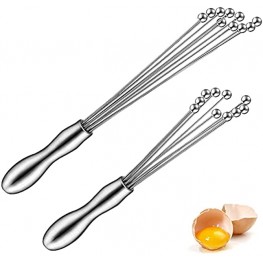 2 PCS Stainless Steel Mini Ball Whisk Manual Wire Egg Whisk Set Great for Blending Whisking Beating and Stirring. Used for Cream Stew Flour Salad Cake Base etc. 12 inch and 10 inch