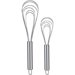 2 Pieces Stainless Steel Flat Wire Egg Whisk 8-Inch and 10-Inch Kitchen Egg Sauce Whisks for Blending Whisking Beating Stirring
