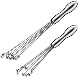 2 Pieces Stainless Steel Mini Ball Whisk 10-Inch and 12-Inch Egg Beater Manual Mixer Whisk for Sauces Cream Cooking Blender