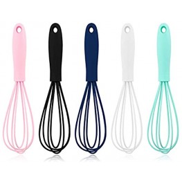 5 Pcs Colorful Kitchen Mini Silicone Whisks Mini Whisk Stainless Steel Dough Whisk Non Stick Hand Tiny Balloon Wire Whisk Milk Frother Kitchen Utensils Gadgets