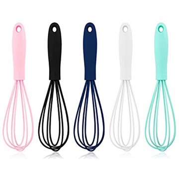 5 Pcs Colorful Kitchen Mini Silicone Whisks Mini Whisk Stainless Steel Dough Whisk Non Stick Hand Tiny Balloon Wire Whisk Milk Frother Kitchen Utensils Gadgets