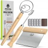 Bread Making Tools and Supplies Set of 3 Danish Dough Whisk Bread Lame Bench Scraper Dough Hook with Bread Scraper Lame Bread Tool Blades Great for Baking Sourdough Pizza Pastry by LHU